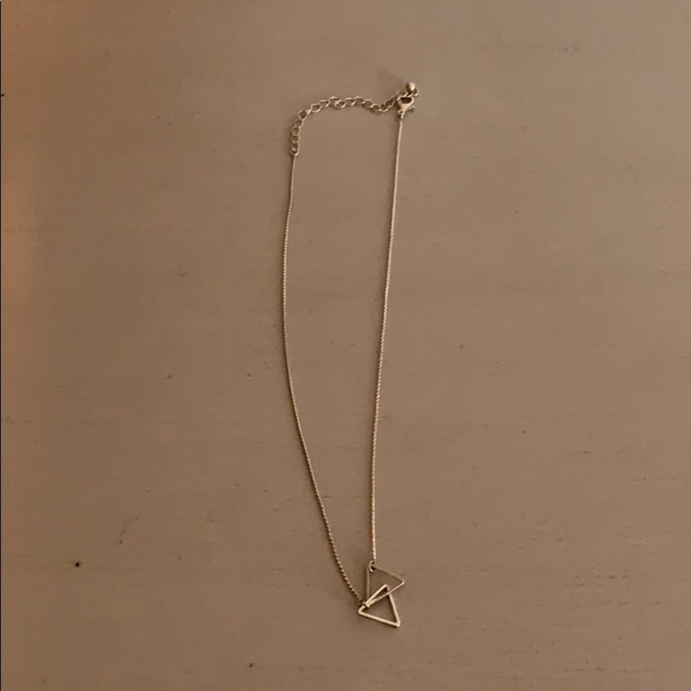Silver double triangle necklace